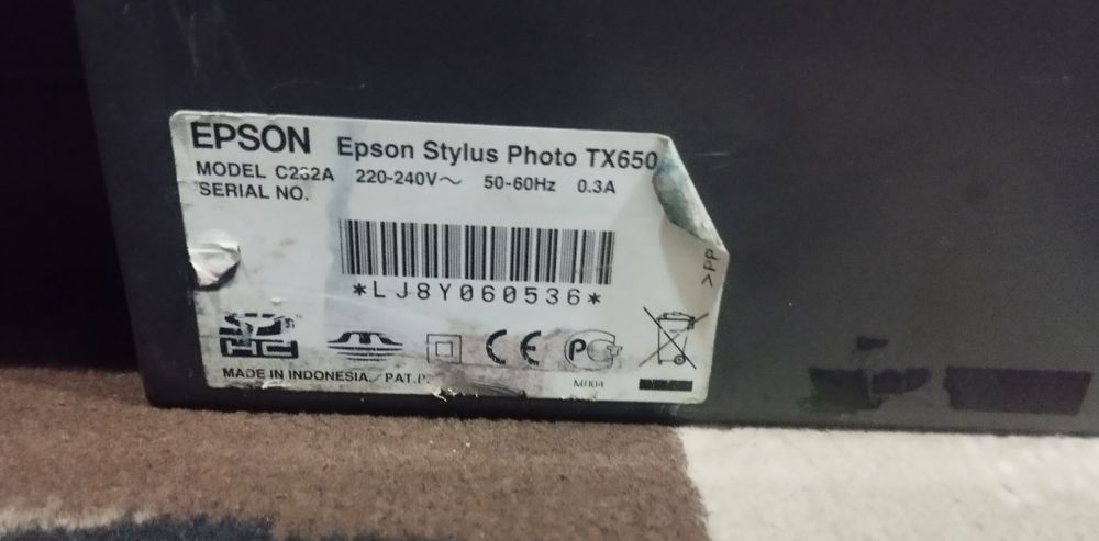 Цветной принтер epson tx650 б/у не рабочий