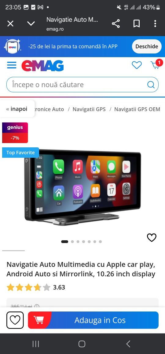 Navigatie Auto Multimedia cu Apple car play, Android Auto si Mirrorlin