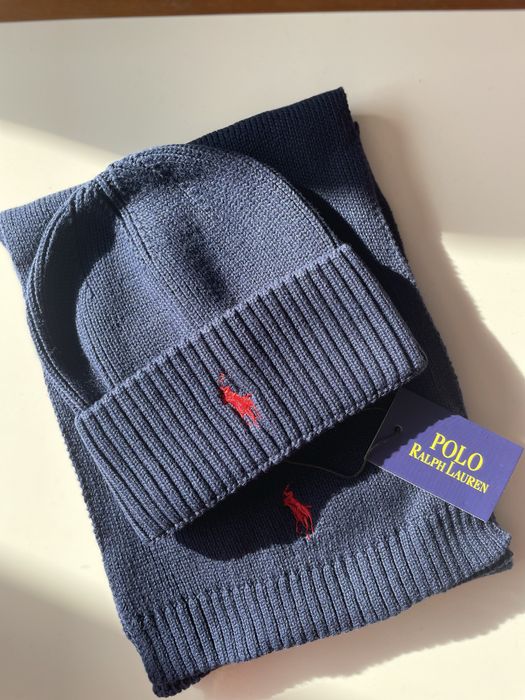 Мъжки подаръчен комплект шал и шапка в кутия Polo