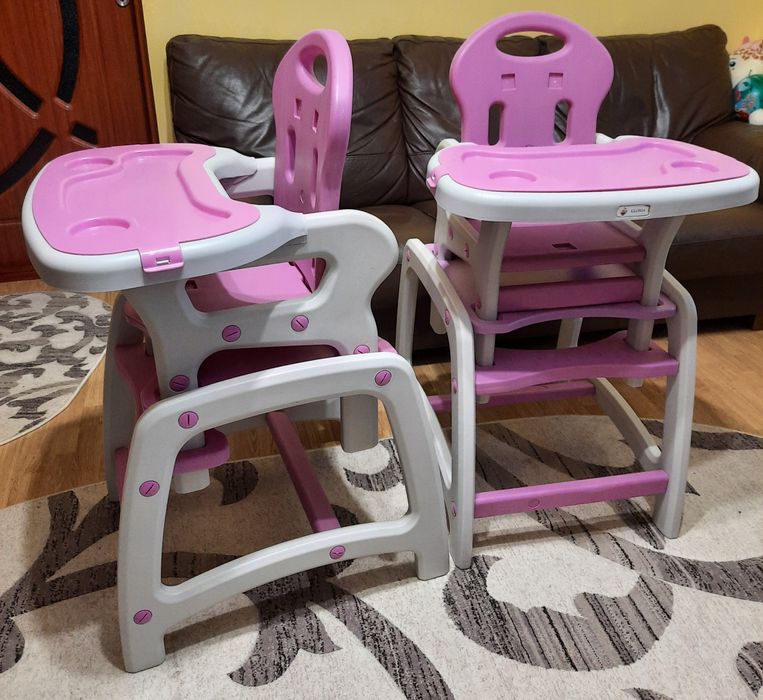Scaun de masa Juju Eat&Play 2 în 1 mov/roz, gemene - 2 scaune