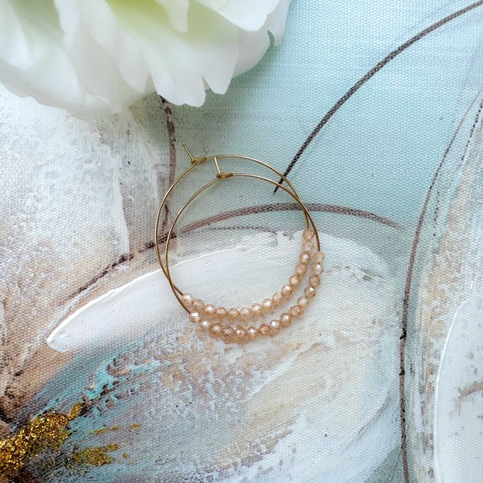 Ръчно изработени обеци Халки от Неръждаема стомана с Цирконий