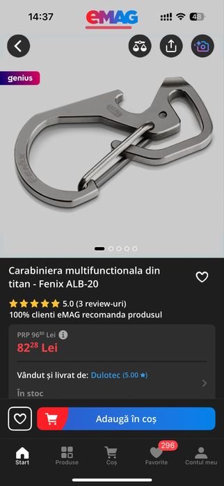 Fenix ​​​​ALB-20 / EDC / Carabină din titan ca nou