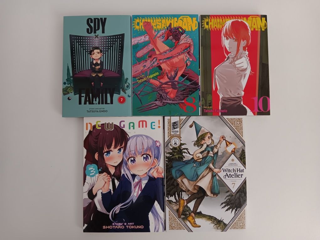 Manga Spy x family, Chainsaw man, Witch hat atelier, New Game, zom 100