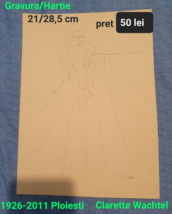 Gravura cu semnatura pe hartie