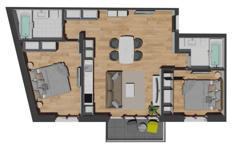 Apartament 3 camere, 2 bai, etaj intermediar, zona Vivo