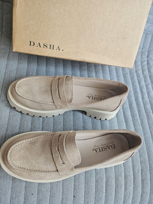 Mocasini piele intoarsa bej Dasha 40