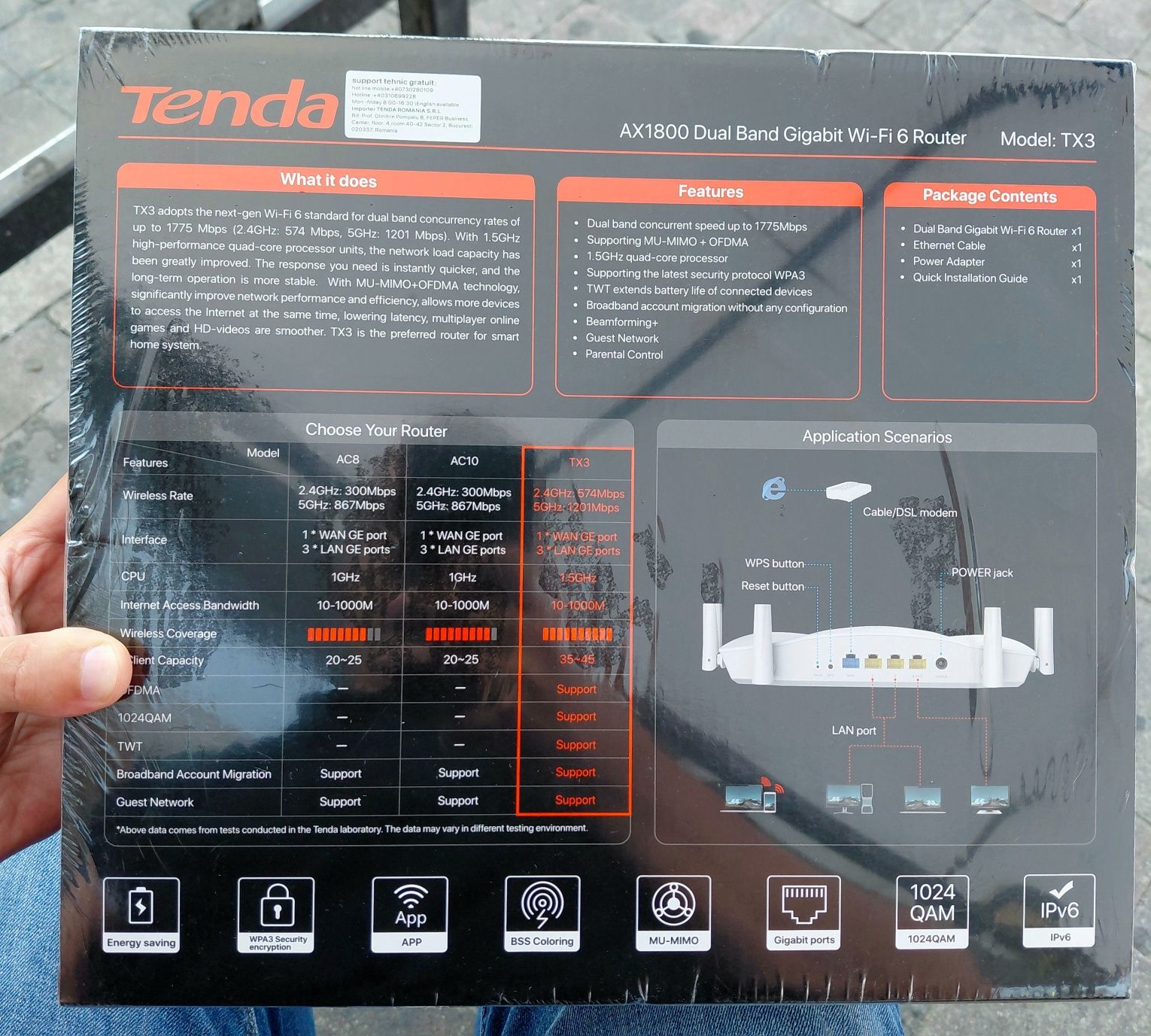 Router wireless Tenda Gigabit TX3 Dual-Band WiFi 6