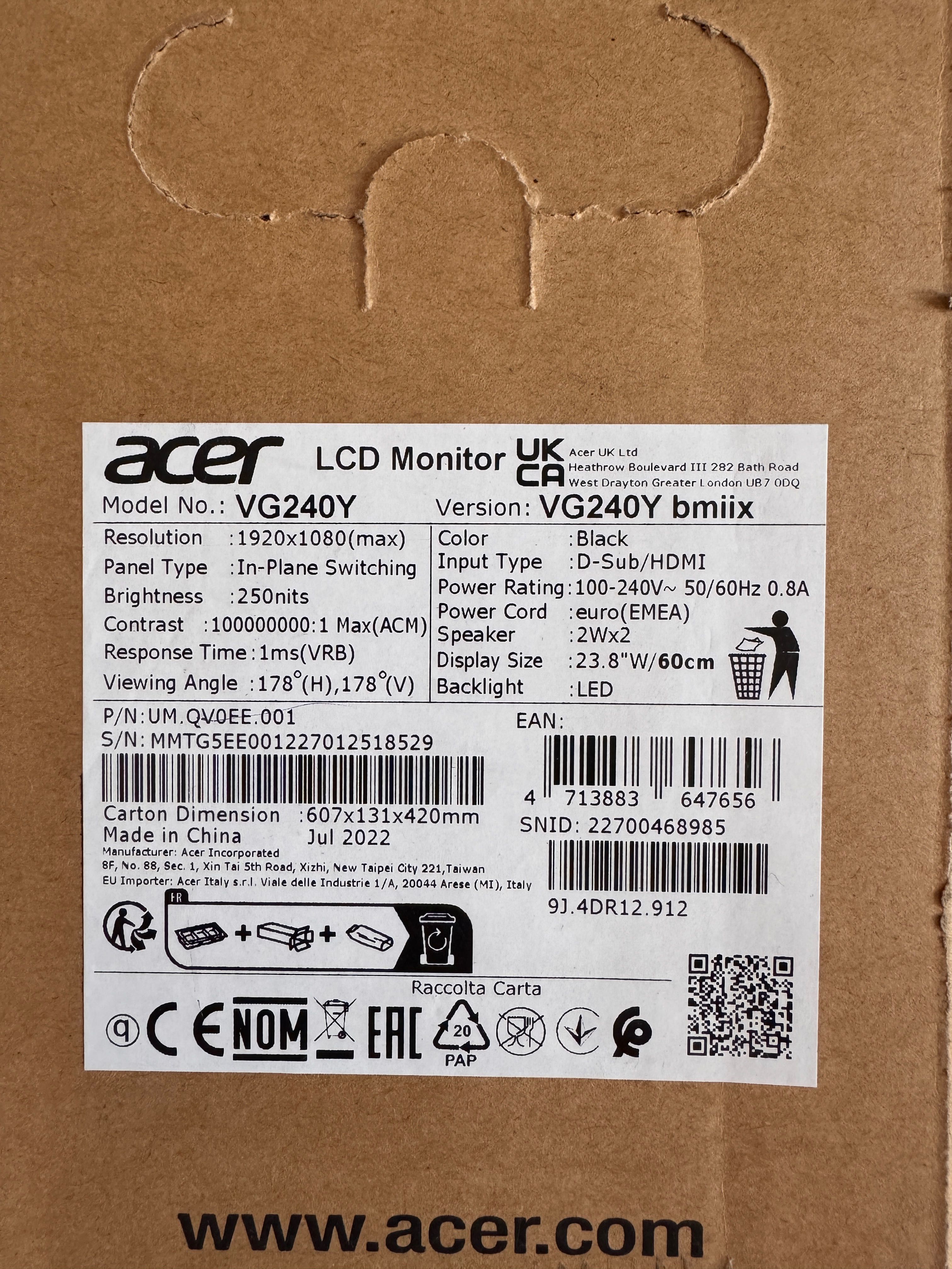 Gaming Monitor Acer Nitro VGO Series