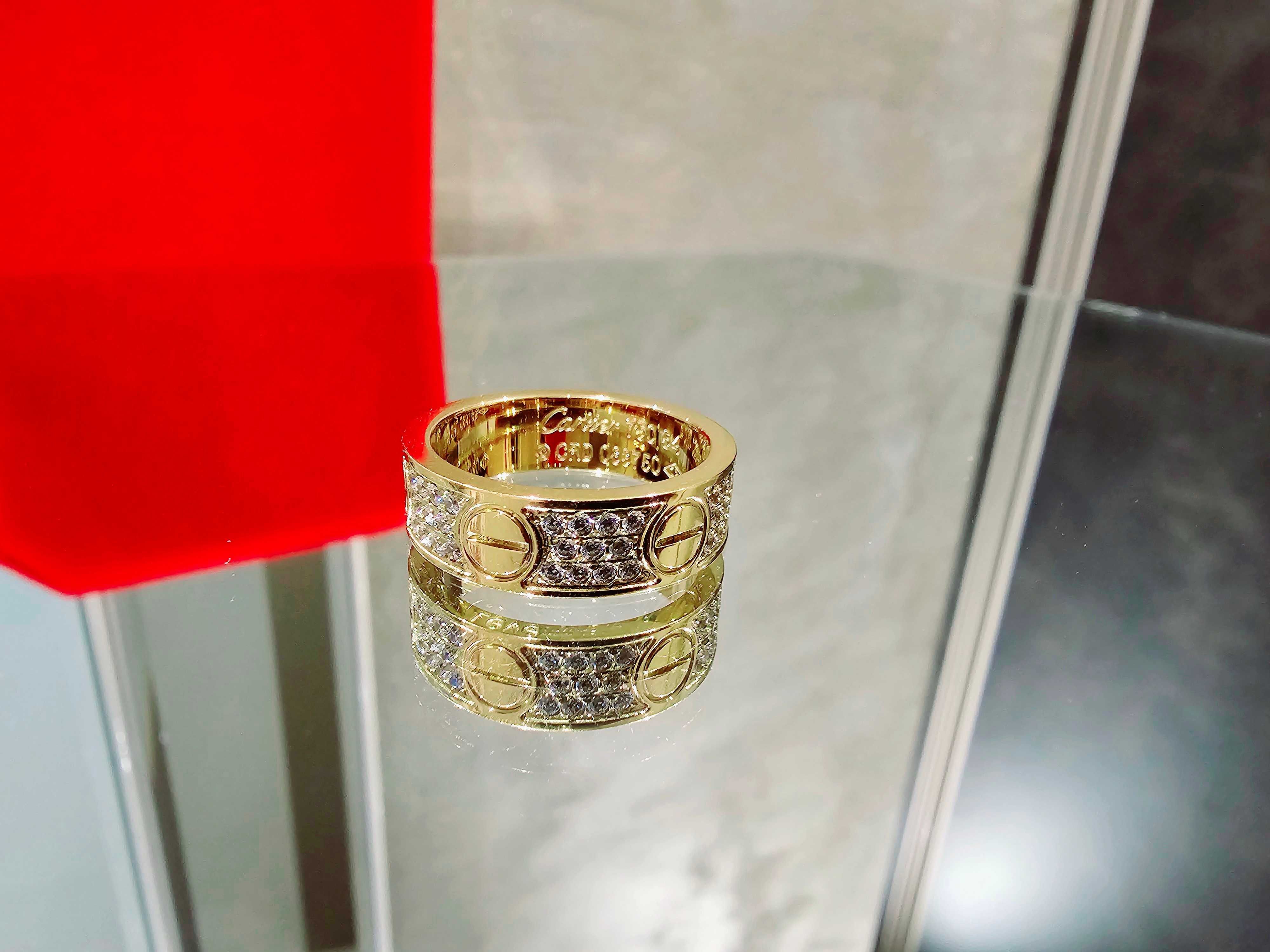 CARTIER Love Band Gold Classic Model Paved Diamonds Пръстен