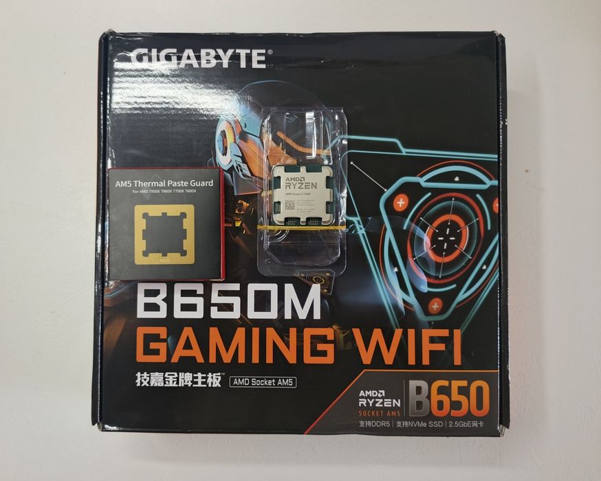 Новый комплект AM5 Ryzen 5 7500F + Gigabyte B650M Gaming WiFi