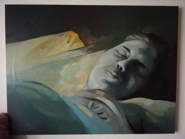 Pictura ulei  pe pânză - "Fata care doarme"