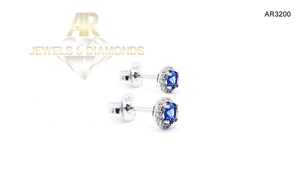 Cercei Aur Alb cu  DIAMANTE model nou  ARJEWELS(AR3200)