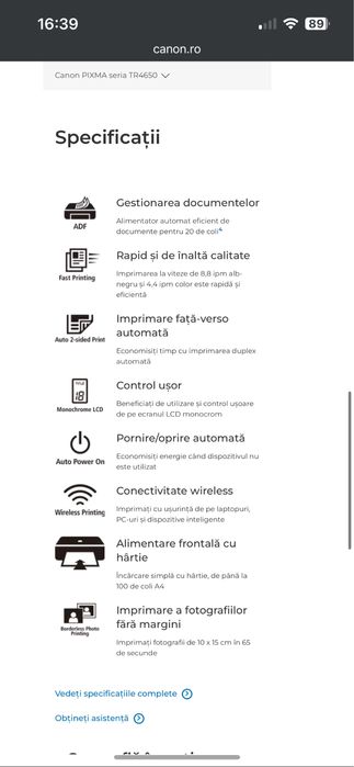 Imprimanta multifuntionala CANON Pixma TR4650