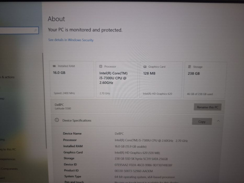 Laptop I5 16gb ddr 4, Dell Latitude 5580 – ca nou