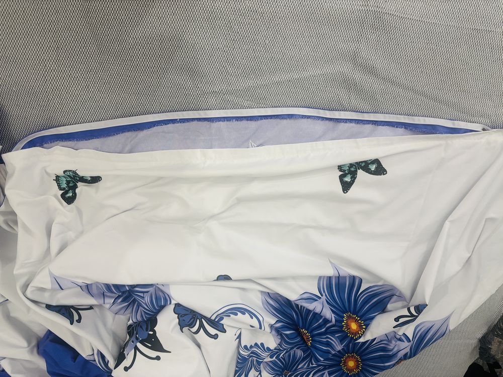Lenjerie pat dublu 6 piese, material finet cu sintetic