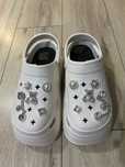 Saboți tip Crocs albi cu accesorii strălucitoare, mărimea 40-41 - NOI