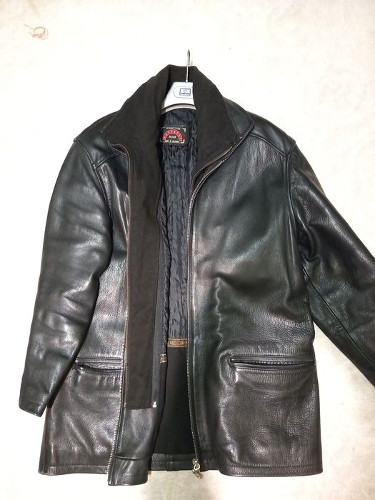 Мъжка черна кожена шуба/яке