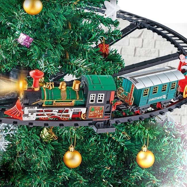 Коледен влак за елха с релси