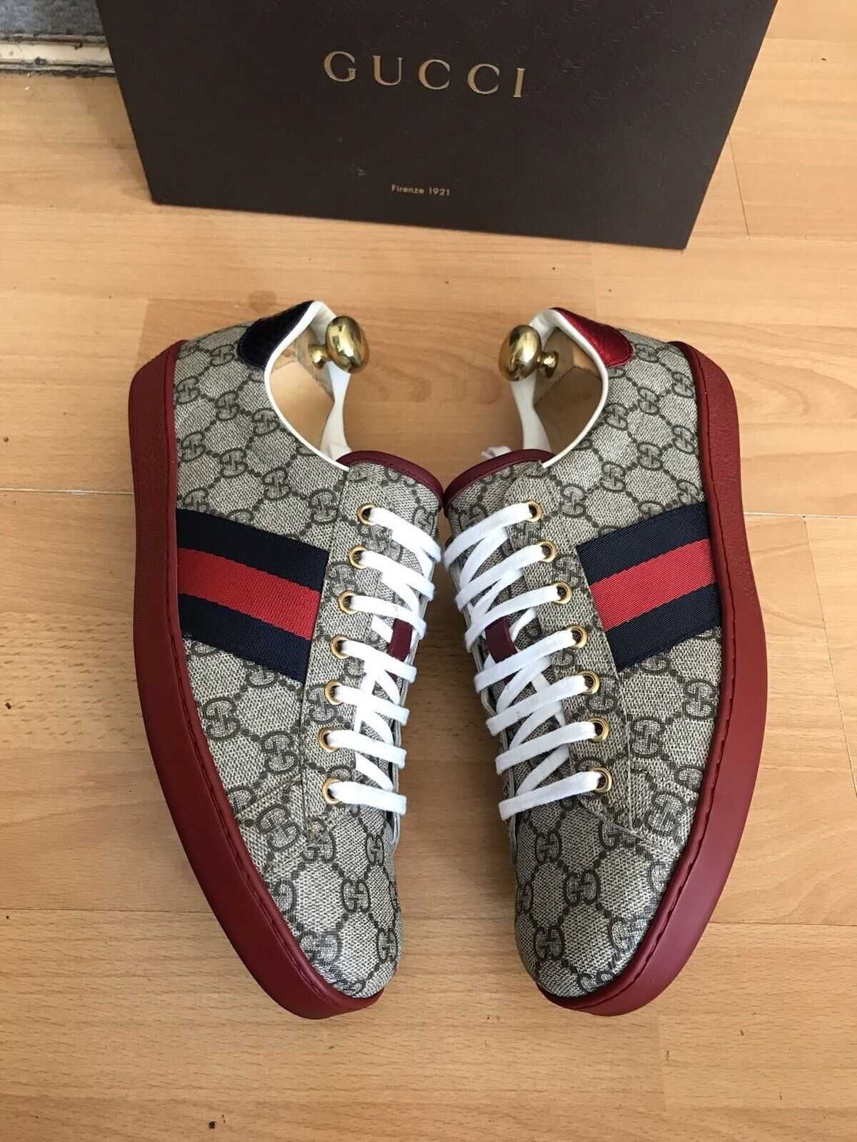 Мъжки кецове GUCCI GG Ace Supreme Red Print Canvas Гучи размер 45