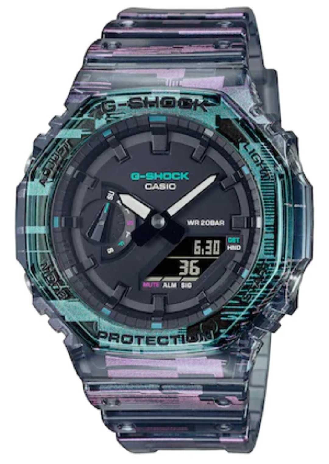 Ceas Casio g shock Skater GA 2100 Purple TransparentNou,Garantie 2 ani