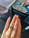 Inel logodnă aur alb 14K cu safir natural și diamante–nou,cu garanție