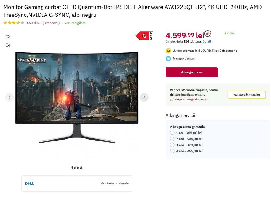Alienware Oled AW3225QF, 32", 4K, 240Hz