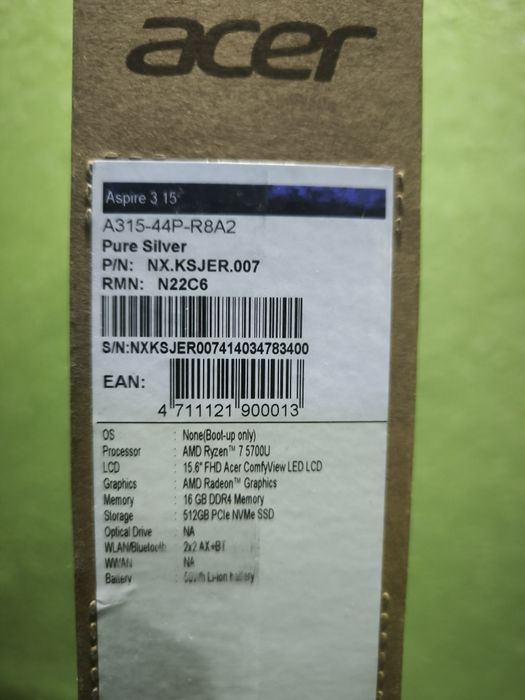 Acer aspire 3 Ryzen 7 5700u 16/512