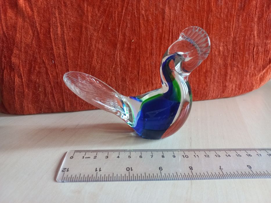 Pasăre din sticlă de Murano,  cu etichetă