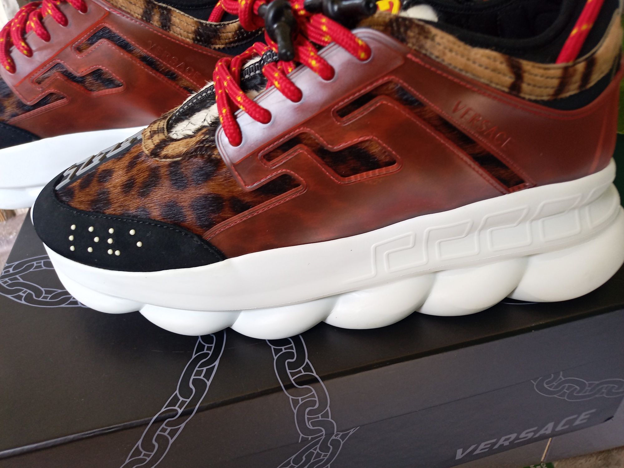 Versace Chain Reaction sneakers leopard zebra 100% Original