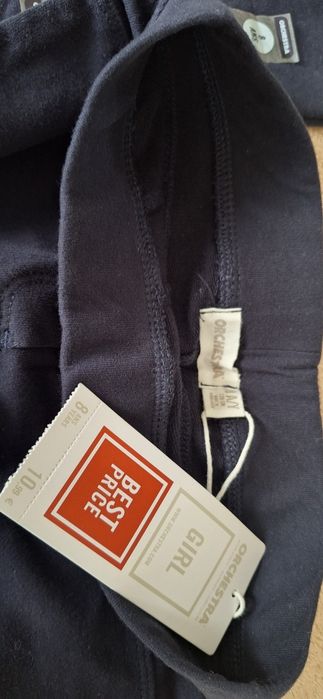 7-8г, НОВИ, Детски, тъмно син, памучен панталон за момиче, Orchestra