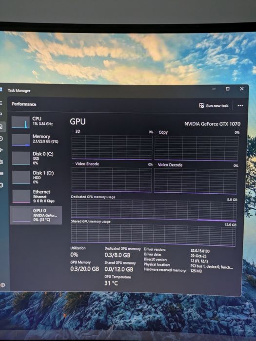 Unitate PC gaming cu GTX 1070, 24GB RAM, procesor i7