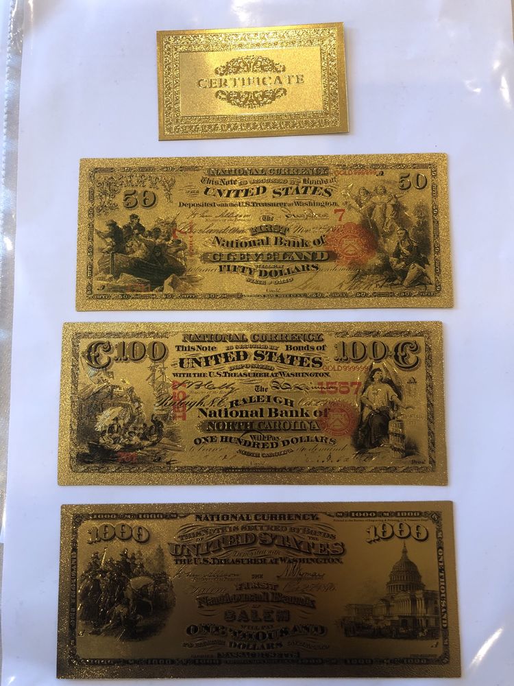 Пълен комплект златни сувенирни банкноти-USA