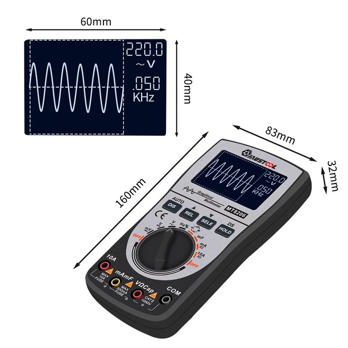 Портативен осцилоскоп мултицет мултиметър 200khz джобен осцилоскоп вол