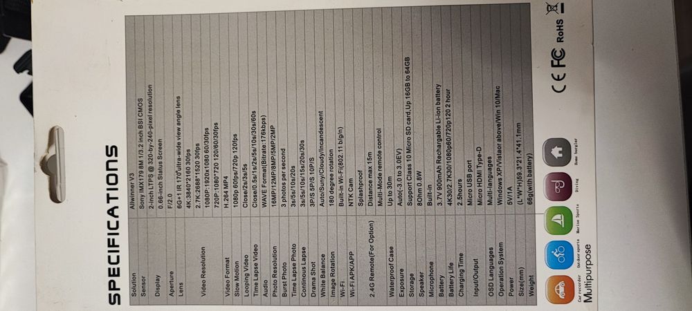 Camera Sport Action Camera 4K