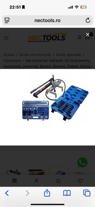 Set Extractor hidraulic 20 tone ,injectoare universal bosch delphi