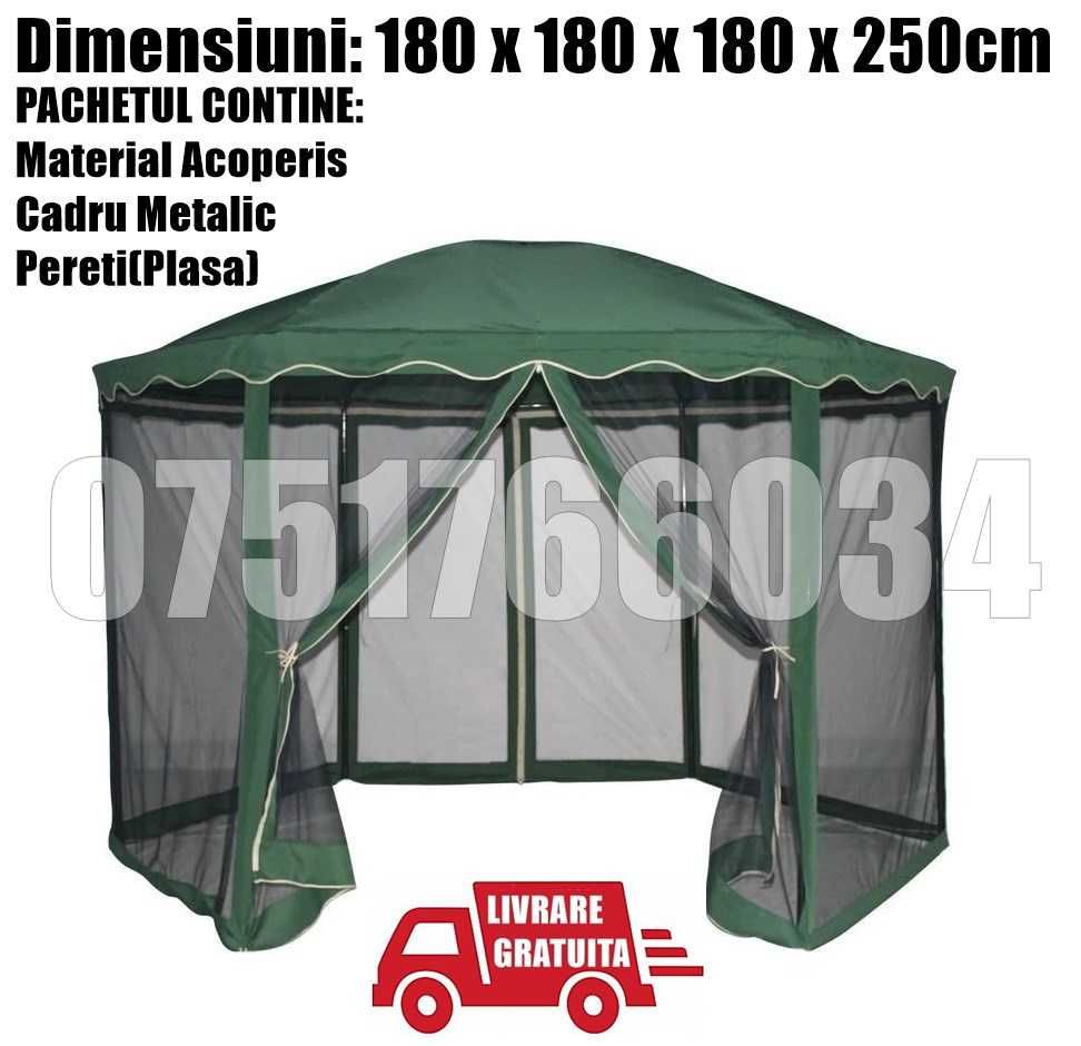 Pavilion Cort Foisor Gradina Rotund 350cm Pereti LIVRARE GRATUITA