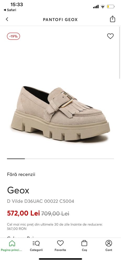 Pantofi Geox, noi, marimea 38