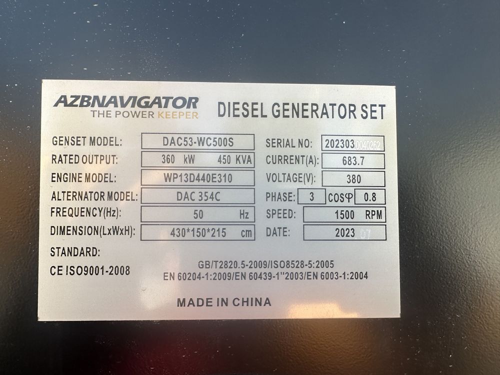 Generator Navigator 360kw