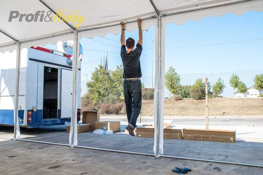 Шатра 5x8 м Хале, височина 2,6 м, огнеустойчив PVC