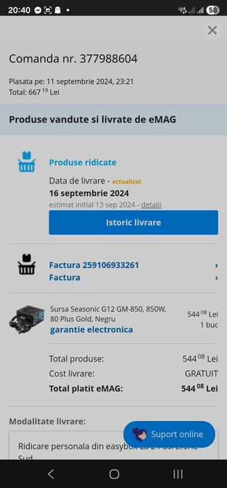 Sursa Seasonic 850w gold Garantie 4 ani
