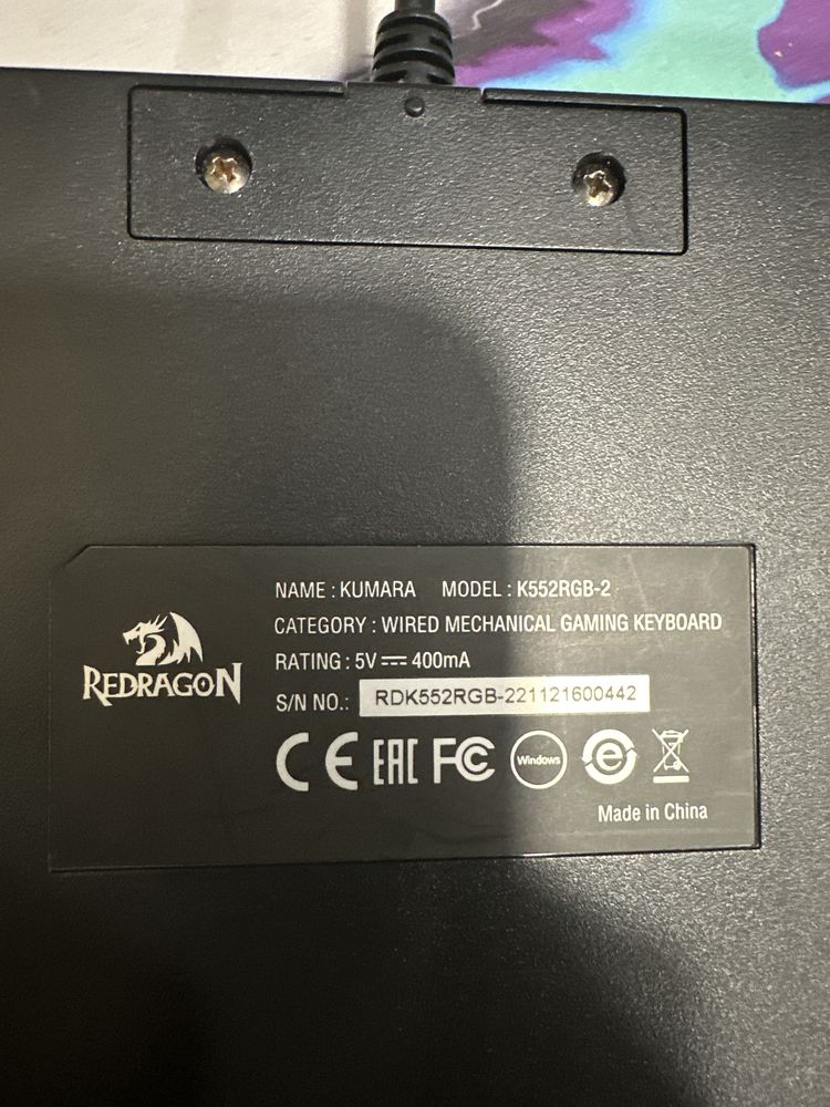 Продам клавиатуру redragon k552rgb-2 kumara