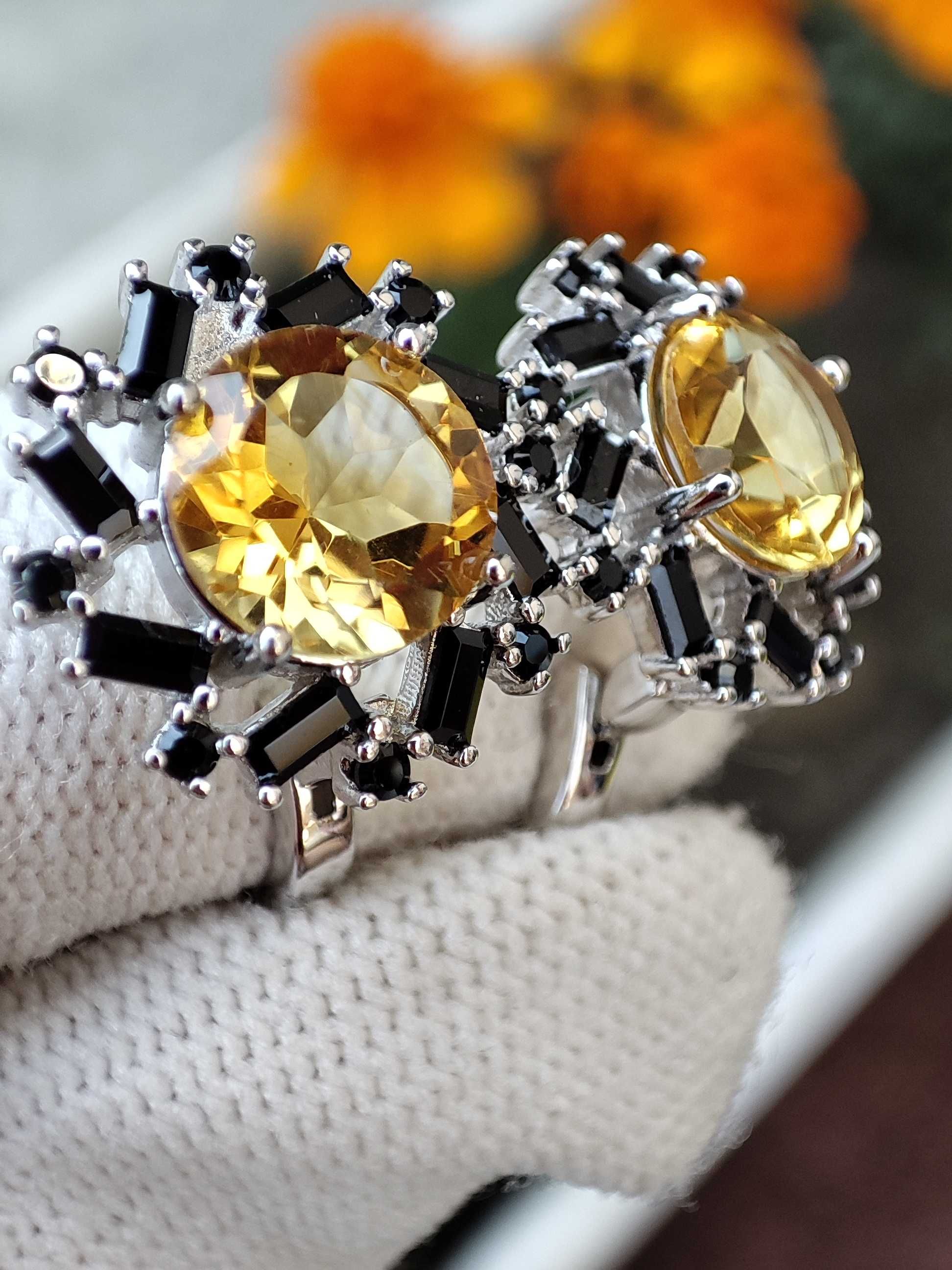 925 Cercei argint cu citrin si spinel