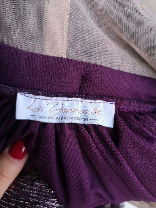 Rochie lunga eleganta, mov cu sclipici