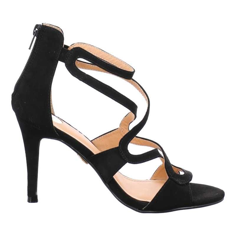 BUFFALO № 40 – Дамски сандали от велур с каишки "BLACK STILETTO" нови