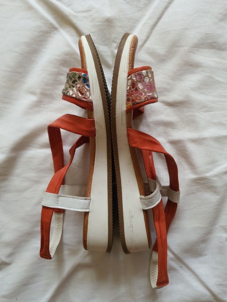 Sandale din piele portocalii