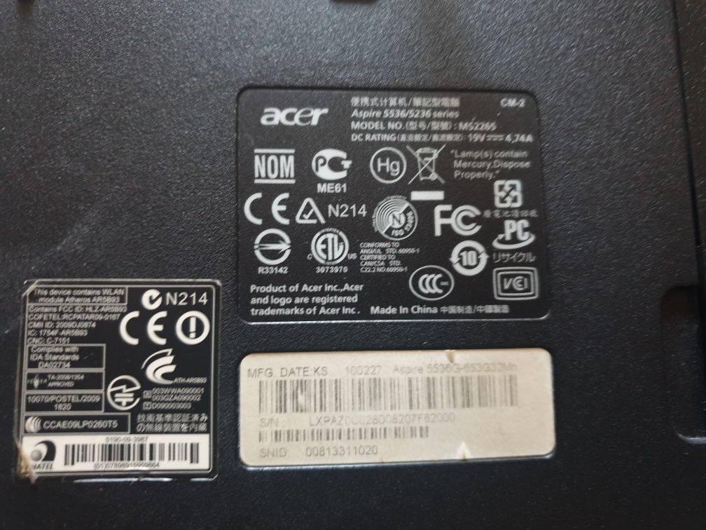 Лаптоп/Laptop  Acer Aspire 5536  работещ за части