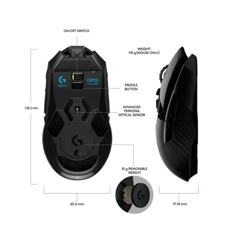 Logitech G903 Wireless Игровая Мышь 25600 DPI