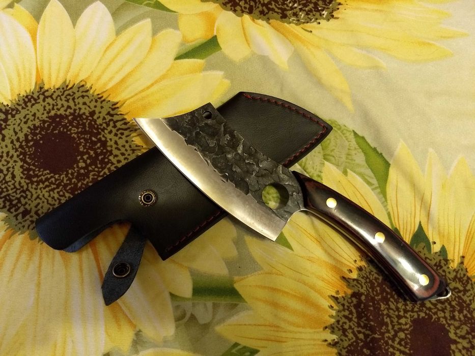 Cutit otel inoxidabil, forjare lama - stone wash, teaca piele