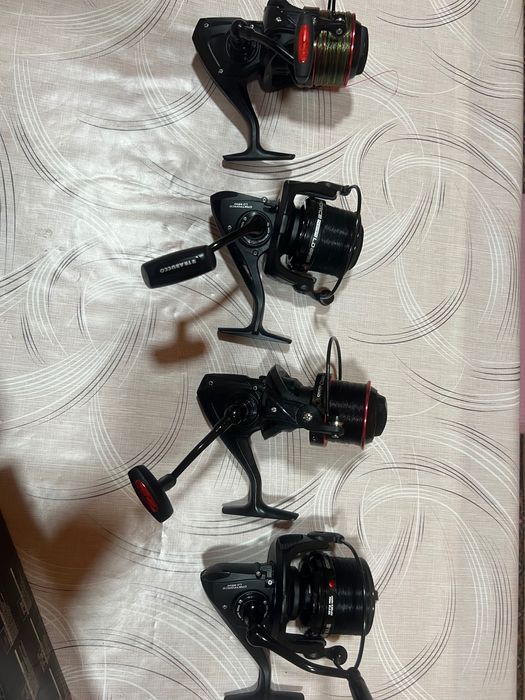4 mulinete : 2 x trabucco cast 5500 + 2 x carp expert pro  series 5000