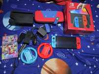 Nintendo switch oled plus mario kart 8 deluxe, husa protectie, folie